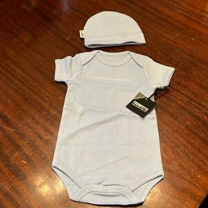 NWT Trumpette brand baby onesie & cap. Size 6-12 months 100% cotton
